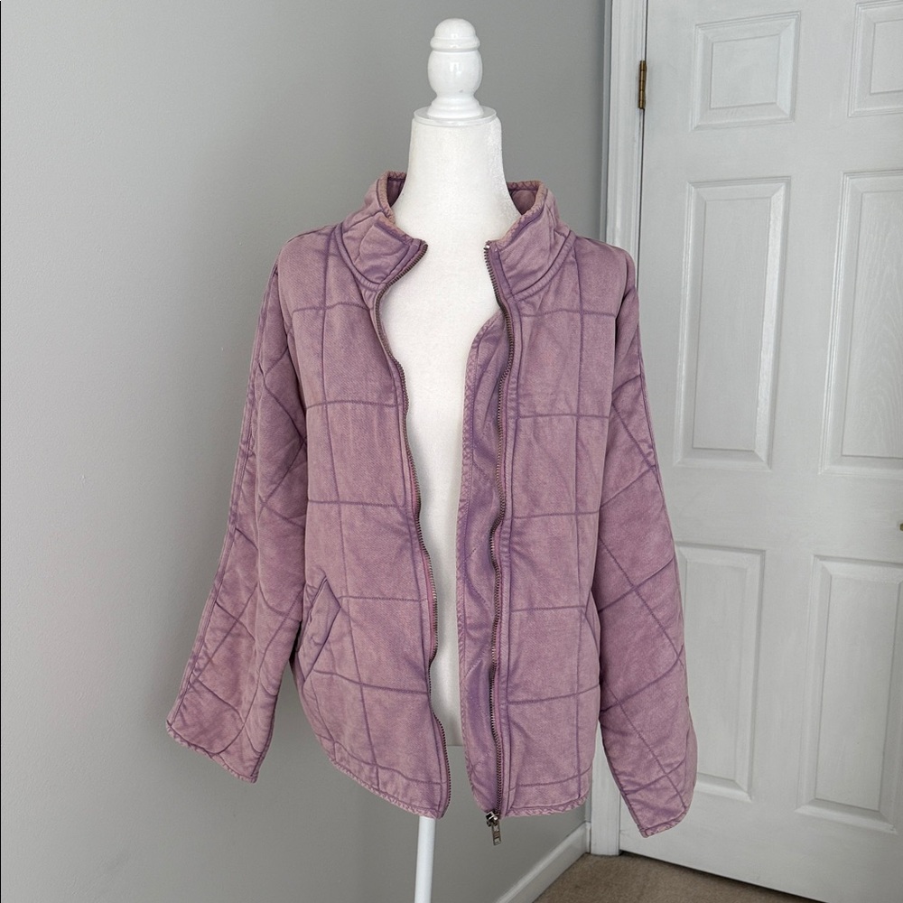 Free People Lavender Dolman Quilted Knit Jacket **RARE COLOR**